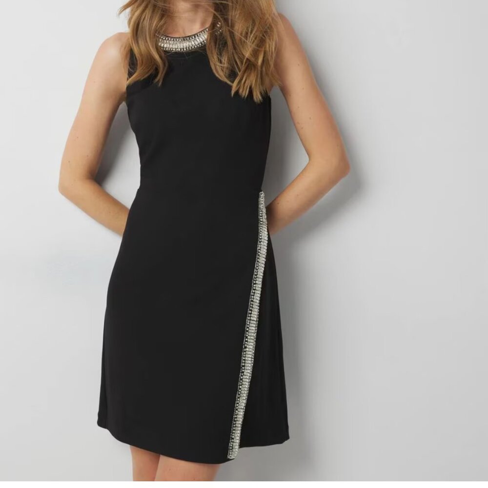 nwt AMAZING SPARKLE WHITE HOUSE BLACK MARKET crystal embellished dress 10 6p - Picture 1 of 4
